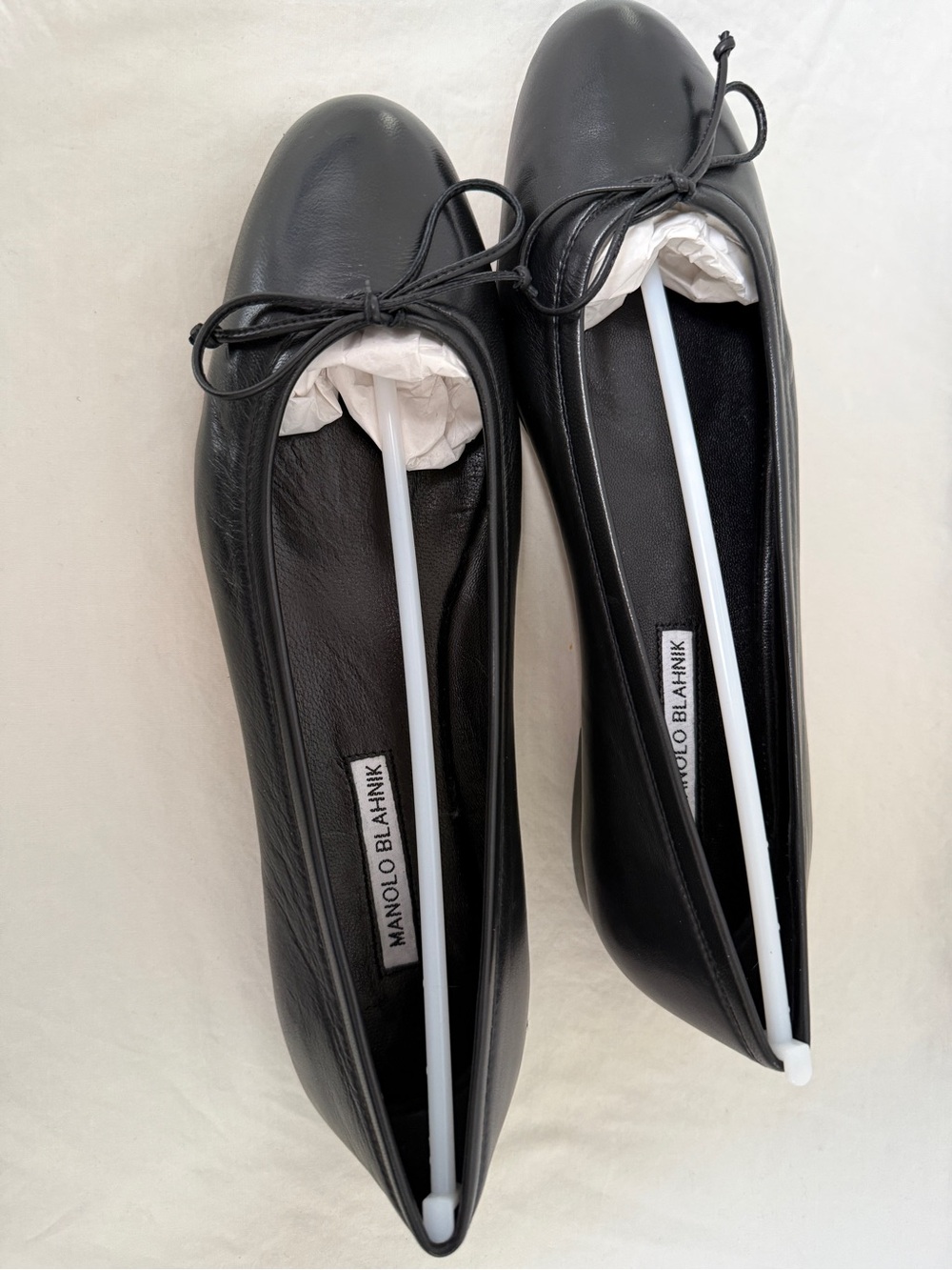 Manolo Blahnik Veralli Black Leather Ballet Flats 40.5 NWT Box
